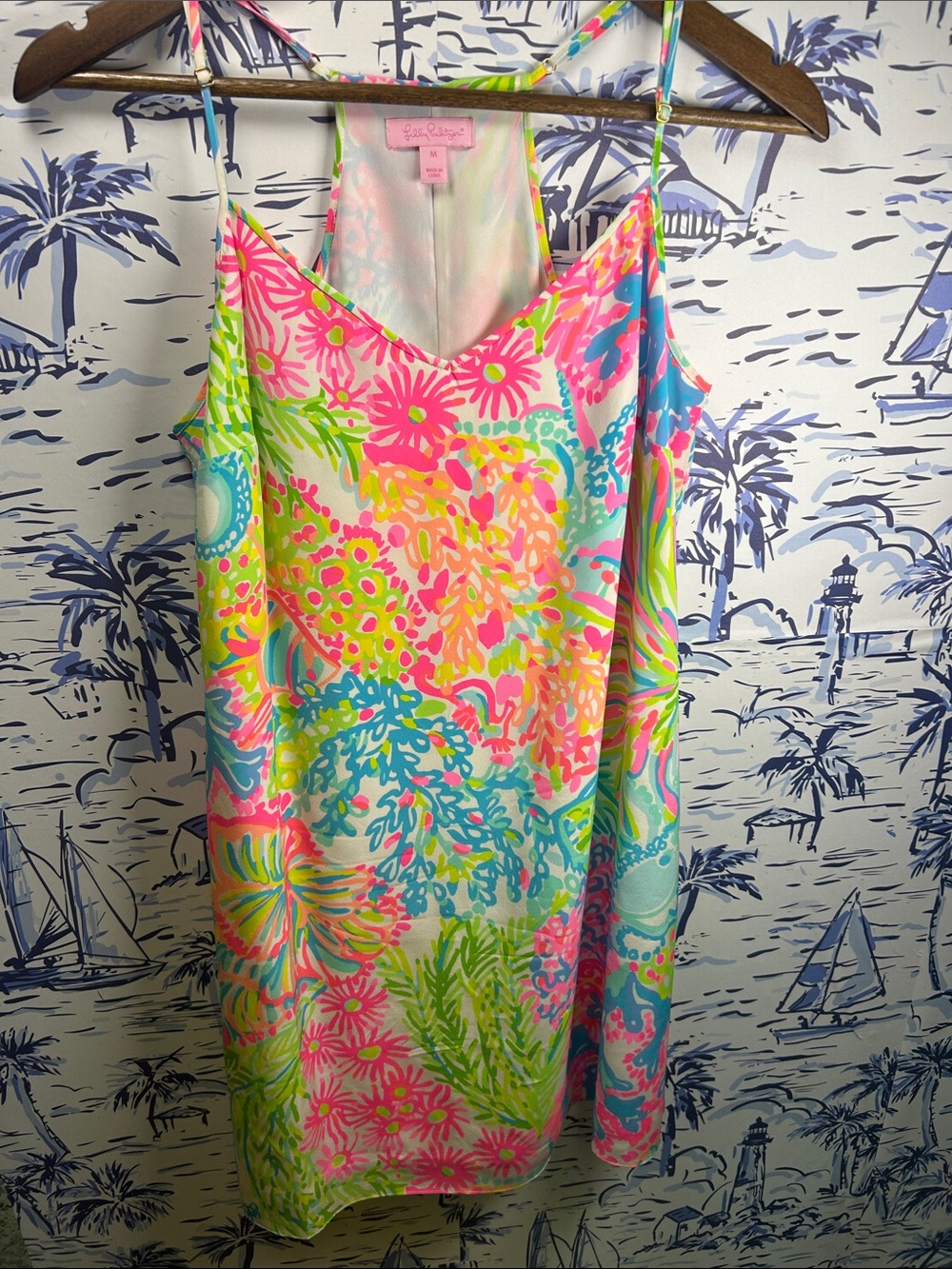 Lilly Pulitzer Neon Floral Slip Dress - Pink, Blue, Green